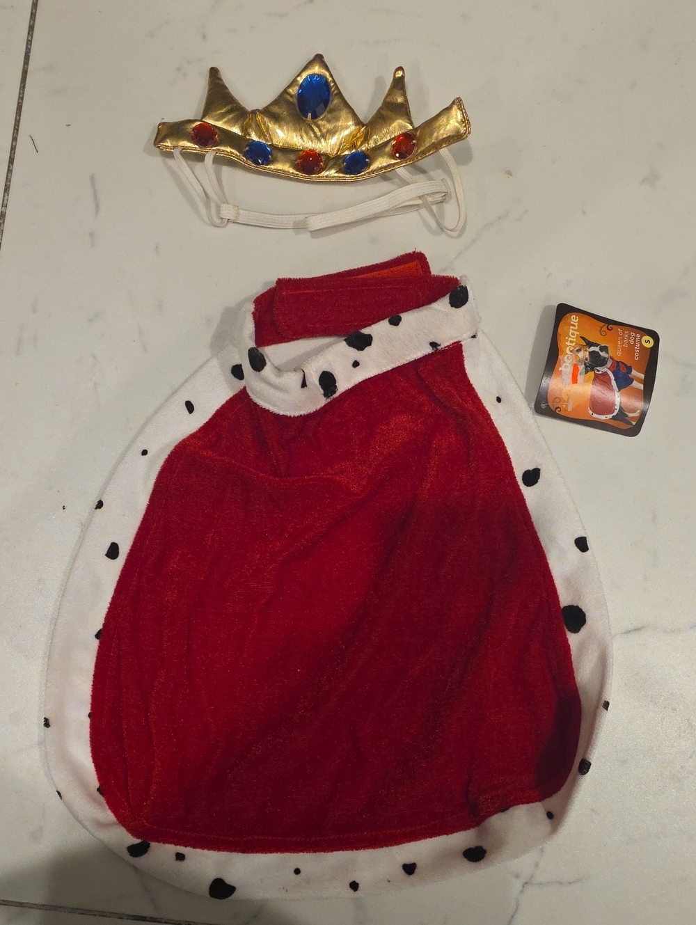 Bootique Red Royal Pet Cape with Gold Jewel Crown